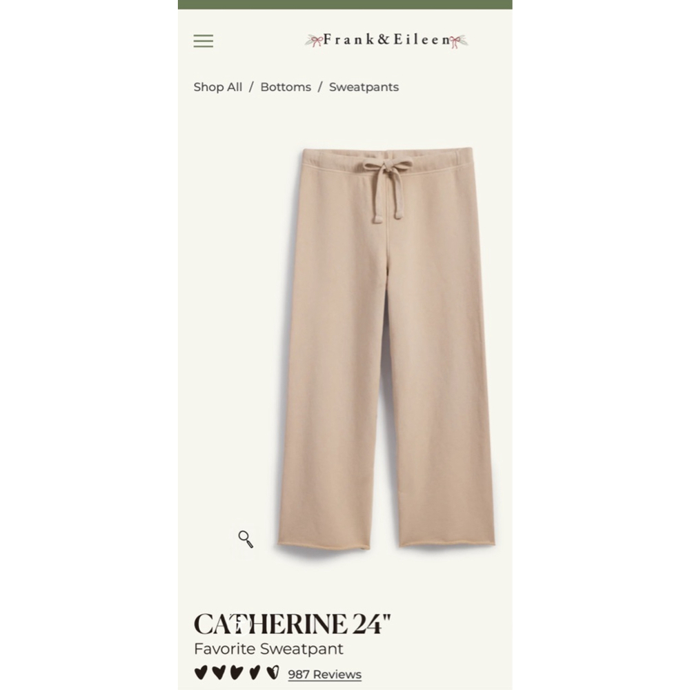 New Frank & Eileen Desert Beige Wide Leg Sweatpants M Catherine